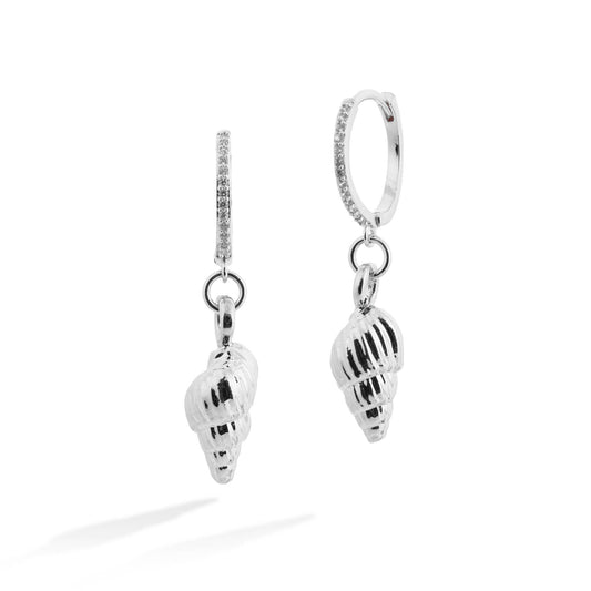 Brinco Concha Caracol argola com Zircônia