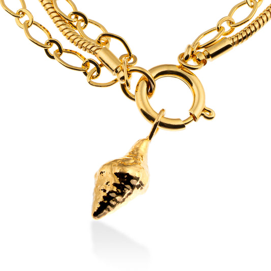 Pulseira Corrente Dupla Concha Caracol