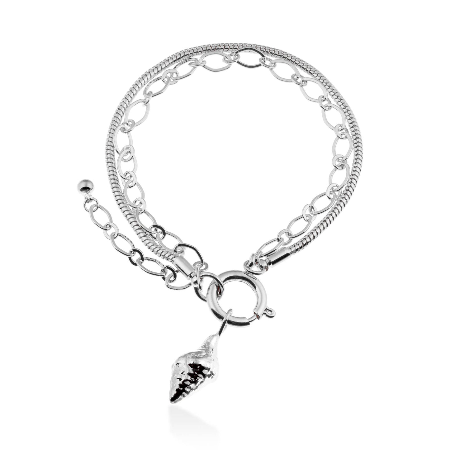 Pulseira Corrente Dupla Concha Caracol