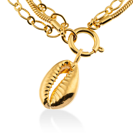 Pulseira Corrente Dupla Concha Búzios